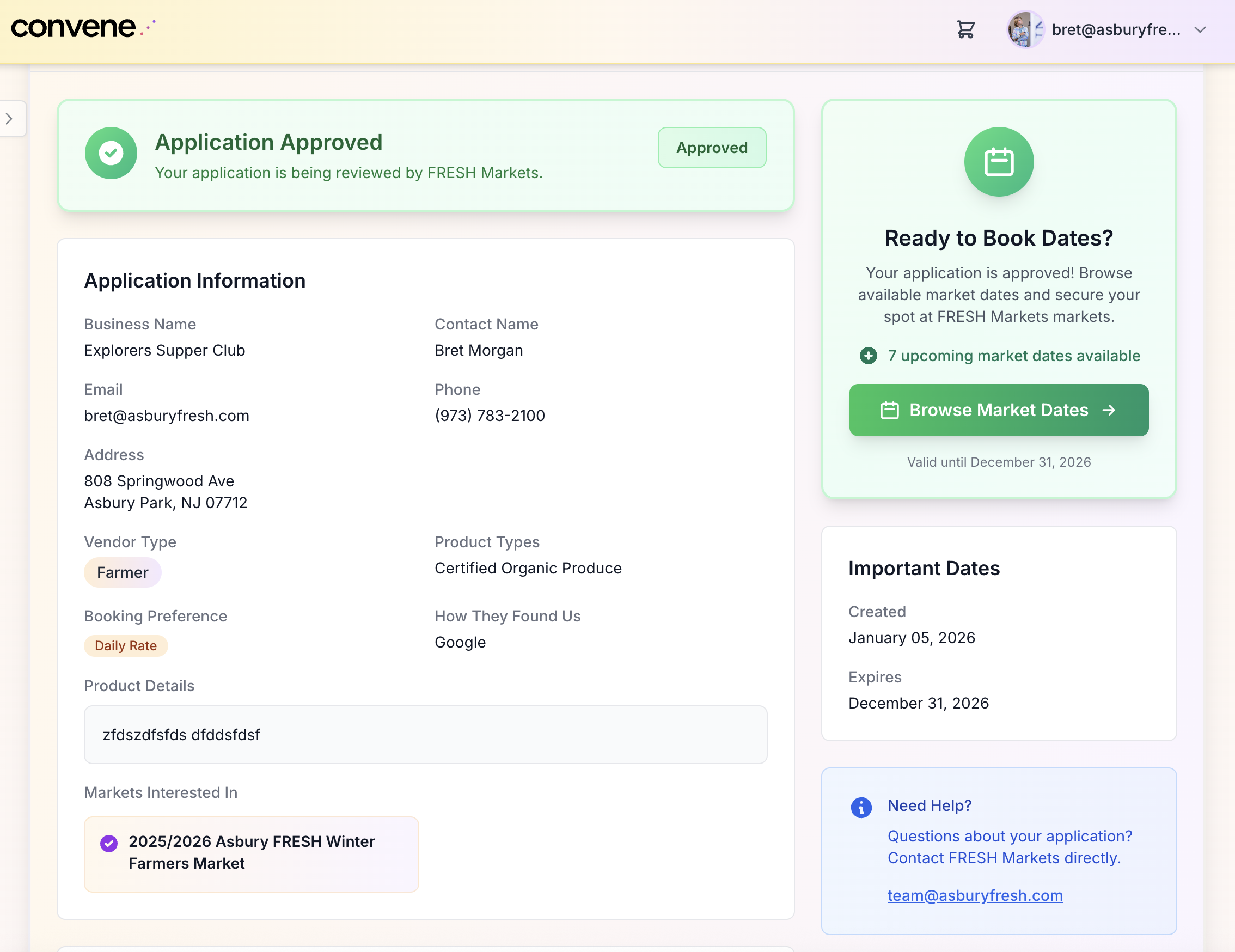 Application management page